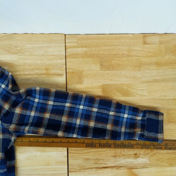 Vtg Abercrombie Fitch Blue Orange Plaid Flannel Shirt, Mens Medium 'Muscle Fit' - Picture 9 of 11